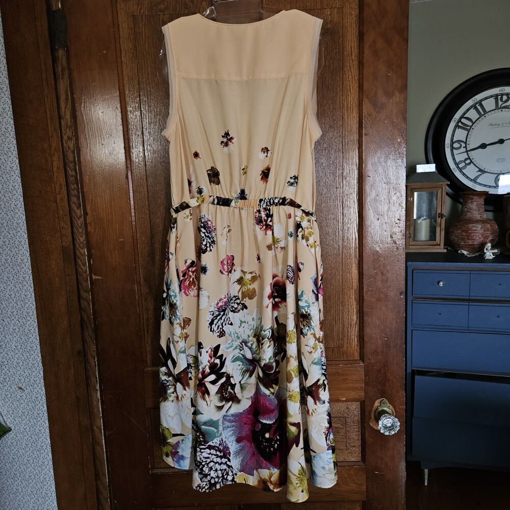 SIMPLY VERA Vera Wang Floral High Low Dress | Peach Botanical Artist Womens L - Picture 2 of 6